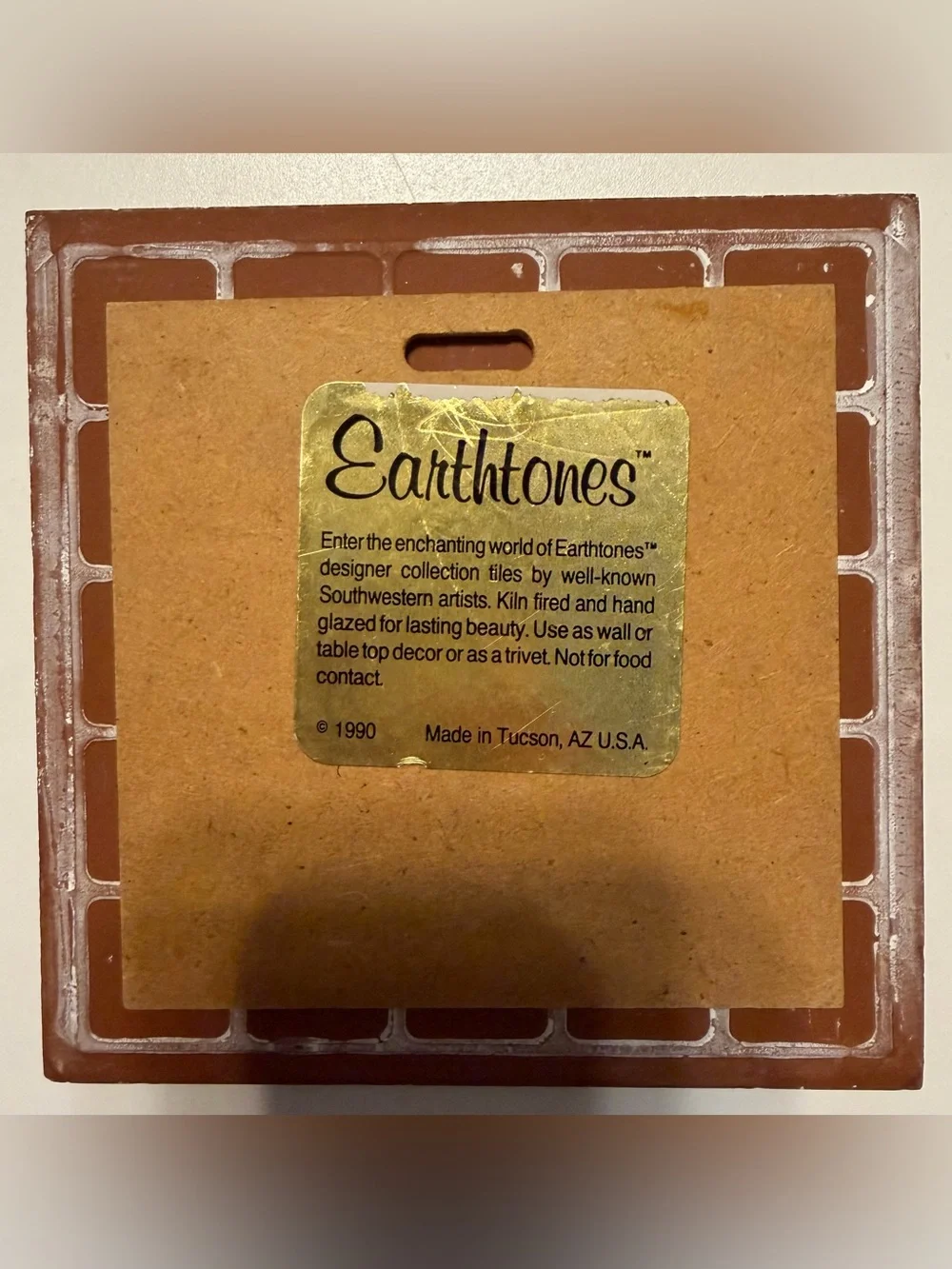 Vintage Earthtones Southwest Ceramic Art Tile Trivet Wall Decor Tucson AZ 1990